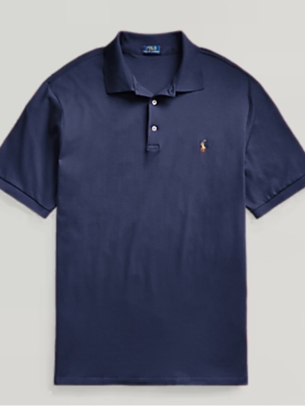 Men's Ralph Lauren Soft Cotton Polo Shirt Refined Navy Blue Multi Pony 2XLT NEW